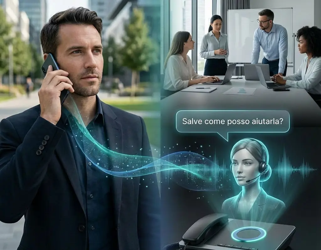 Receptionist AI di MyCentralino che gestisce le chiamate, raccoglie informazioni ed esegue azioni automatiche